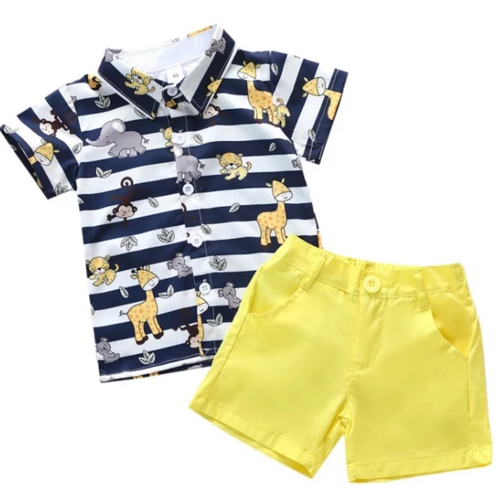 Toddler Boys Two Piece Safari Animal Outfit
